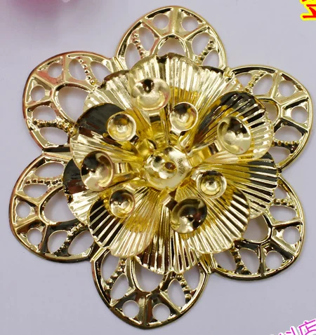 Золотой кристалл орнамент серебряные украшения Silverwork 3D Цветочная аппликация аксессуары планки Новые Diy ручной работы 10 шт/5,5 см - Цвет: Gold