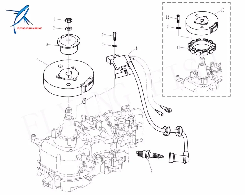 Катушка освещения 6BX 85510 A0 в сборе для подвесных лодок Yamaha F4L F4S F6L F6S F6C 4 тактный