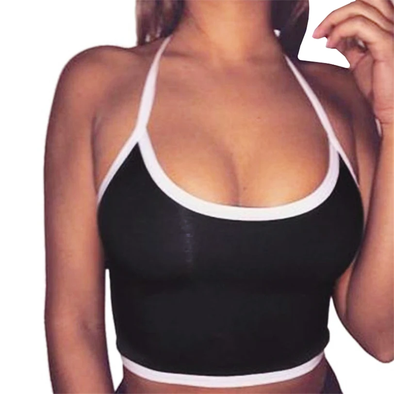 Женский укороченный топ на бретельках с лямкой шее повседневный жилет женские