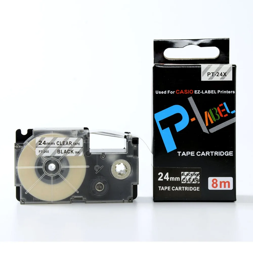 

Free shipping 10 pcs/lot 24mm Black on Clear XR-24X compatible label tapes for EZ label printers