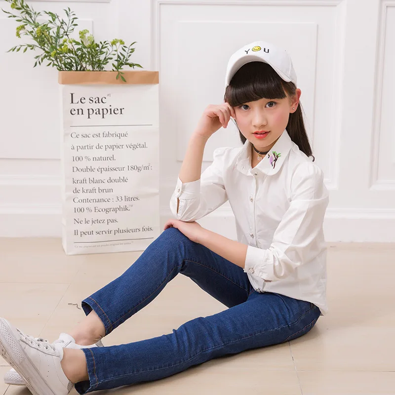 2017 детские джинсы для девочек повседневные детская одежда штаны облегающие