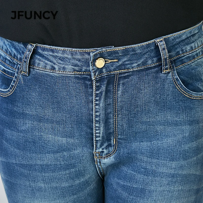 JFUNCY, плюс размер, джинсы для женщин, повседневные джинсы, стрейчевые, высокая талия, обтягивающие штаны, облегающие брюки