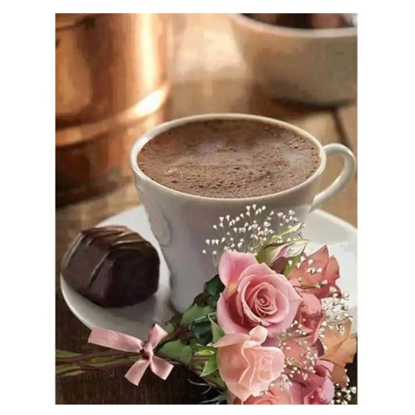 coffee Painting 8 Diy картина по номерам, Мак, Раскраска по номерам, цветы Раскраска по номерам, Роза - Цвет: coffee Painting 8
