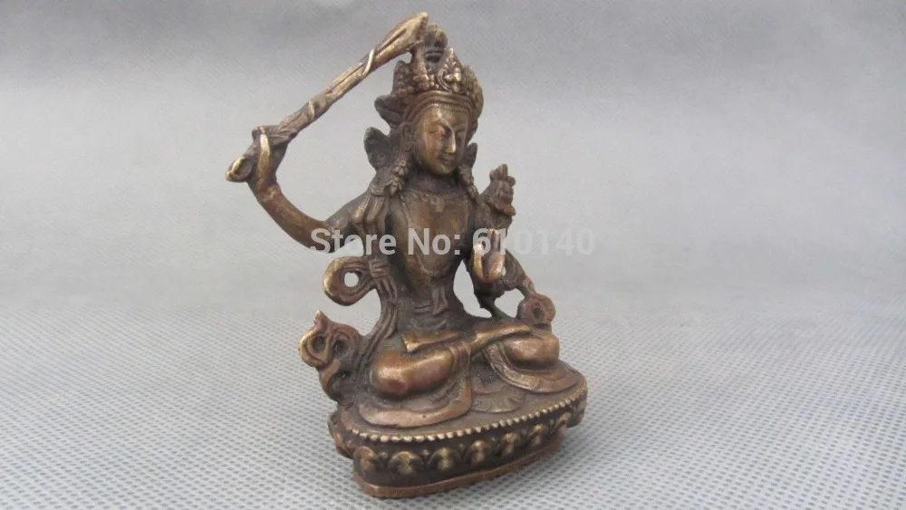 K @ 3 AA старый Тибет тибетская бронзовая Манджушри Статуя Будды Бодхисаттва