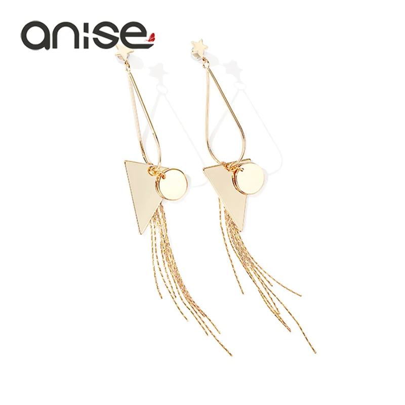 Ladies Gold Color Star Tassel Drop Earrings for Woman long triangle Earring Party Gift Fashion Jewelry | Украшения и аксессуары