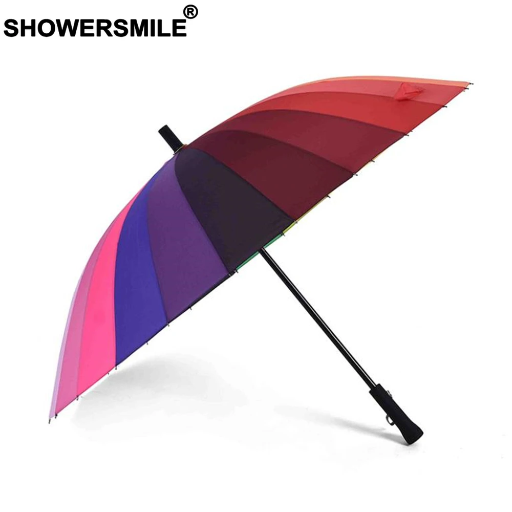 SHOWERSMILE зонтик от дождя дождь женский красочный 24 к ветрозащитная длинная ручка