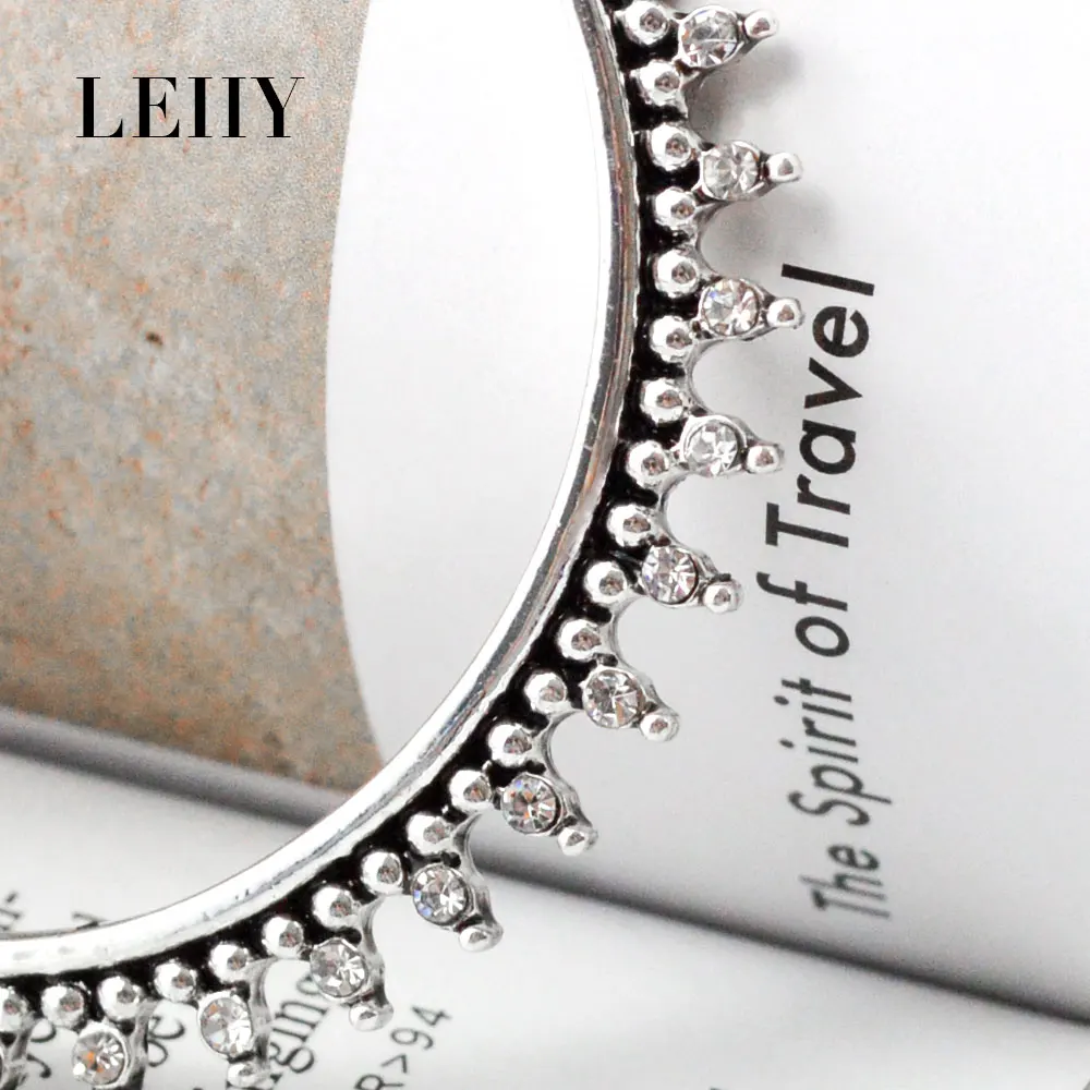 LEIIY изысканный кристалл большой круг себе Хооп Серьги для Для женщин Серебряный