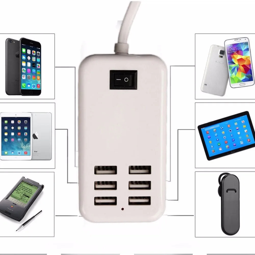 

6 Port USB Desktop Multi-Function Fast Wall Charger AC Power Adapter US Plug