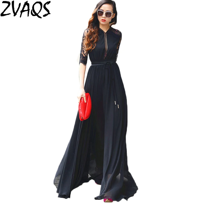 Для женщин пикантные летние кружевное платье длинное Европа Новая мода