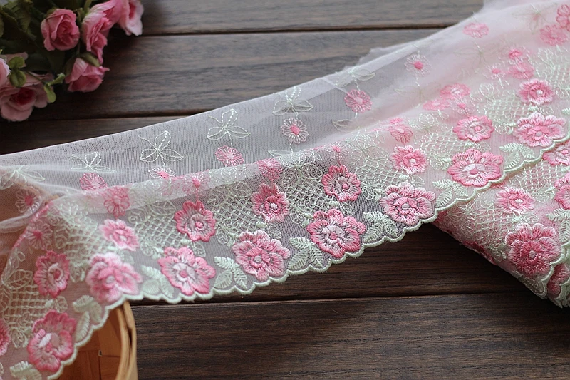 2 ярдов/партия 7 49 дюймов широкая вышитая тюль сетка с кружевной отделкой