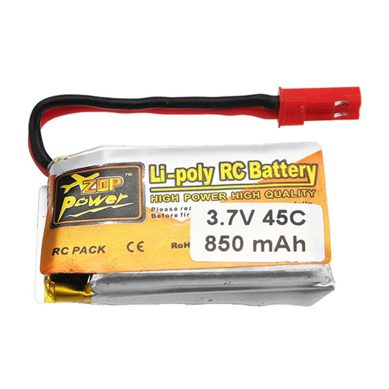 Перезаряжаемая Lipo батарея ZOP Power 3 7 V 850mAh 1S 45C JST вилка для радиоуправляемой модели