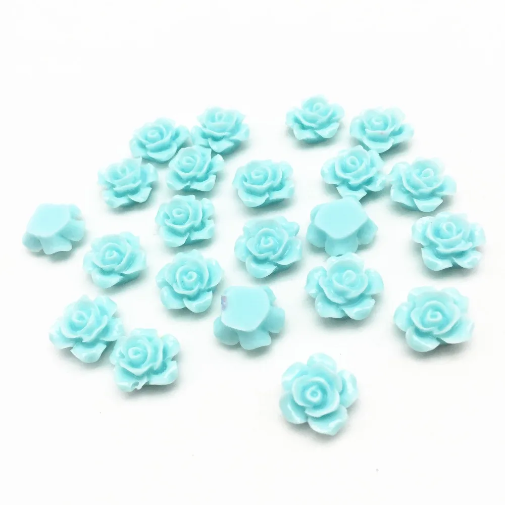 

100pcs 12mm Light Blue Rose Flowers Flatbacks Resin Cabochons Embellishments Fit Scrapbooking Cardmaking DIY Crafts