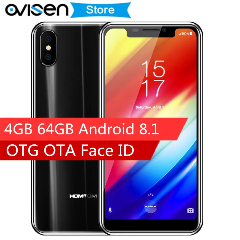 Оригинальный HOMTOM H10 5 85 дюймов Android 8 1 смартфон 4 ГБ ОЗУ 64 Гб ПЗУ Face ID MTK6750T