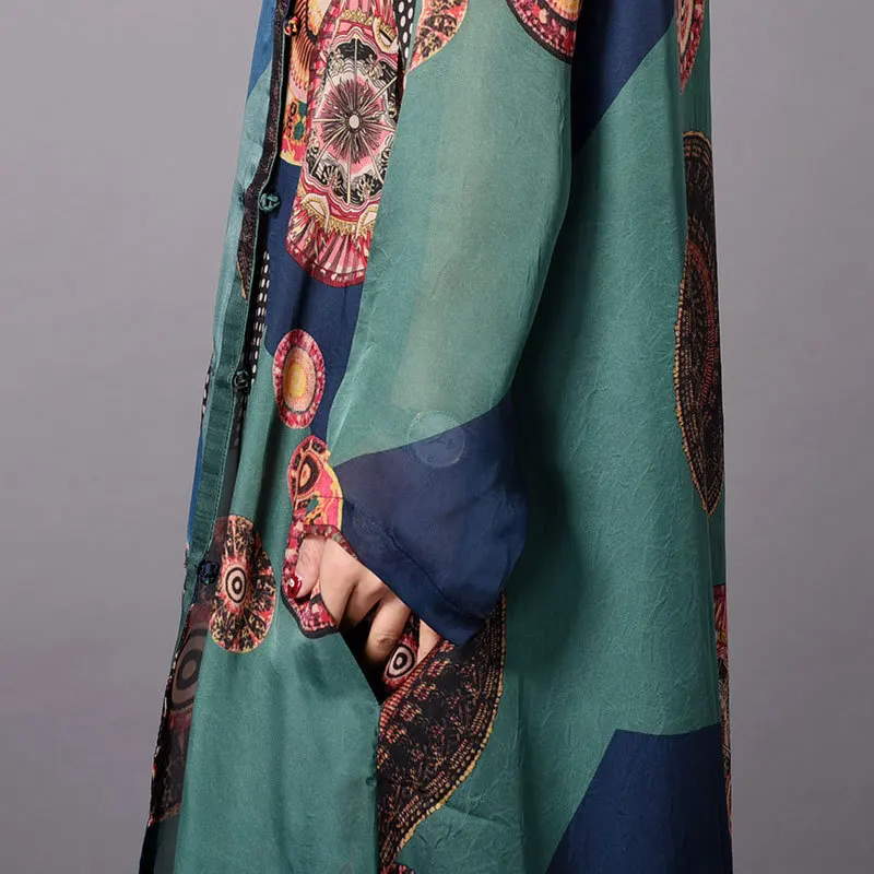 Для женщин сезон: весна–лето печатных длинная Кофта свободного кроя дамы шелк