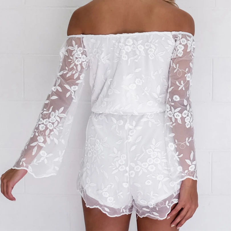 Новые Прибытия Vestidos Женщины Мода Повседневная Кружевном Платье 2016 с плеча Белый