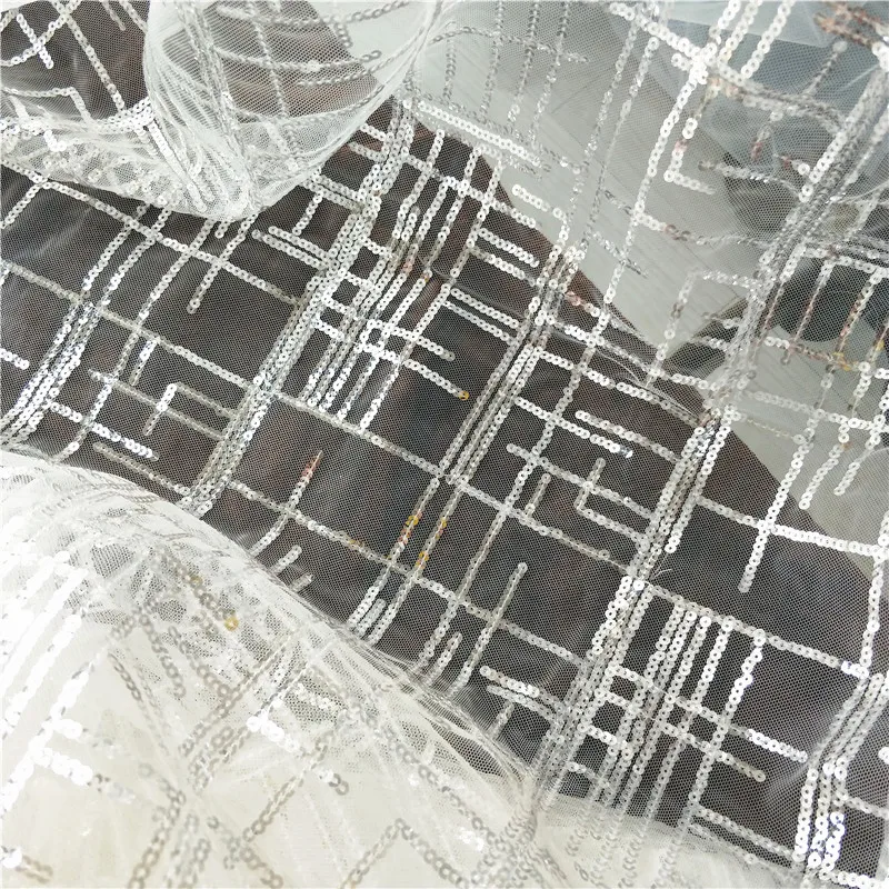 Сделай Сам новая 3D геометрическая пряжа с пайетками кружевная ткань вышитая