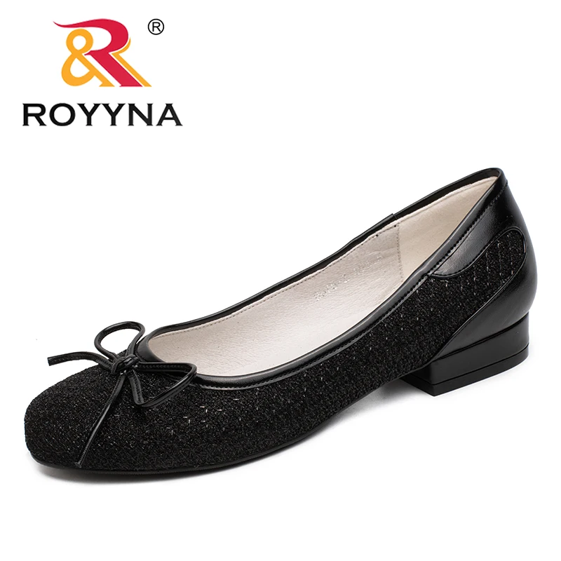 ROYYNA/Новые модные женские туфли-лодочки женские модельные туфли с бантом женские офисные туфли без застежки женские свадебные туфли с круглым носком