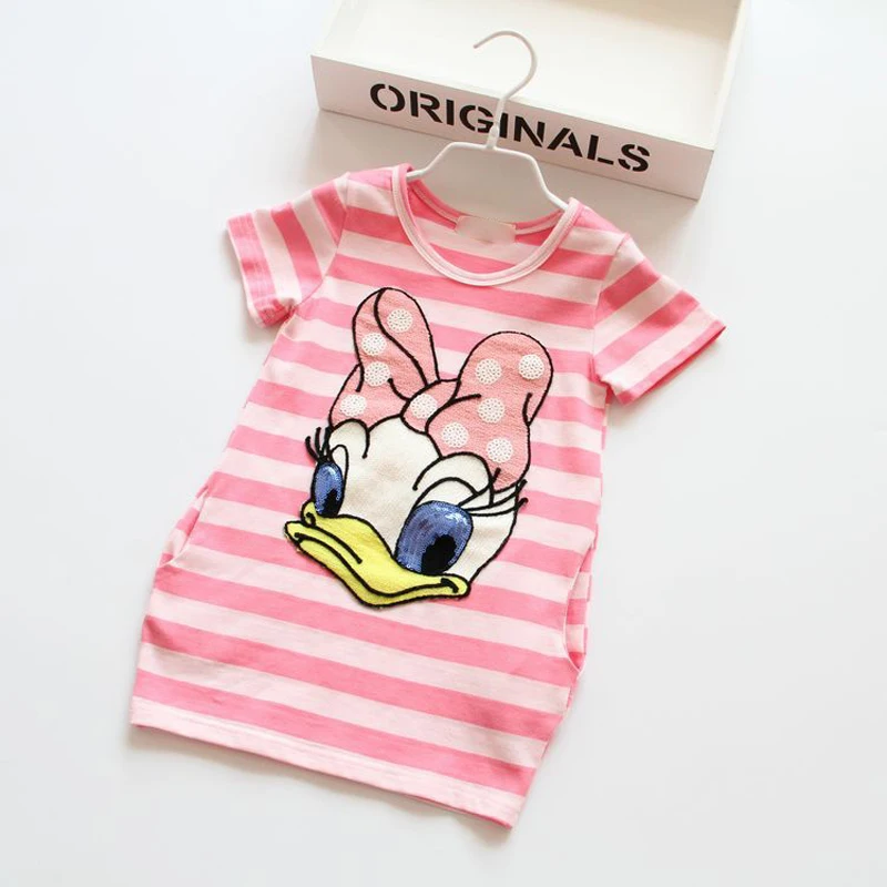 2016 г. весенне-летнее платье для девочек детская одежда в полоску расшитая