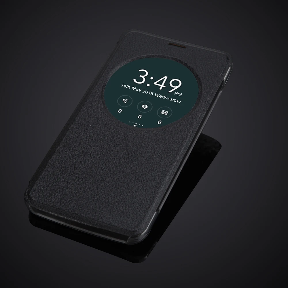 Smart Sleep Quick Circle Window View Shell для Asus ZenFone 2 Laser ZE551KL ZE550KL 5,5 ''кожаный чехол с откидной крышкой - Цвет: Черный