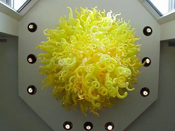 

Круглая желтая подвесная стеклянная лампа Chihuly в стиле Chihuly