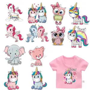 Милые маленькие нашивки с животными, единорог, сова, собака, кот, наклейка на одежду для детей, нашивки сделай сам для мальчиков и девочек, футболка, термотрансферный винил