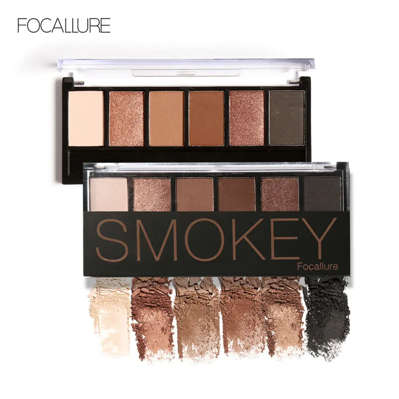 FOCALLURE New Pro 6 Colors Eyeshadow Makeup Set Waterproof Smudge Proof Eye Shadow Powder Palette For Women |