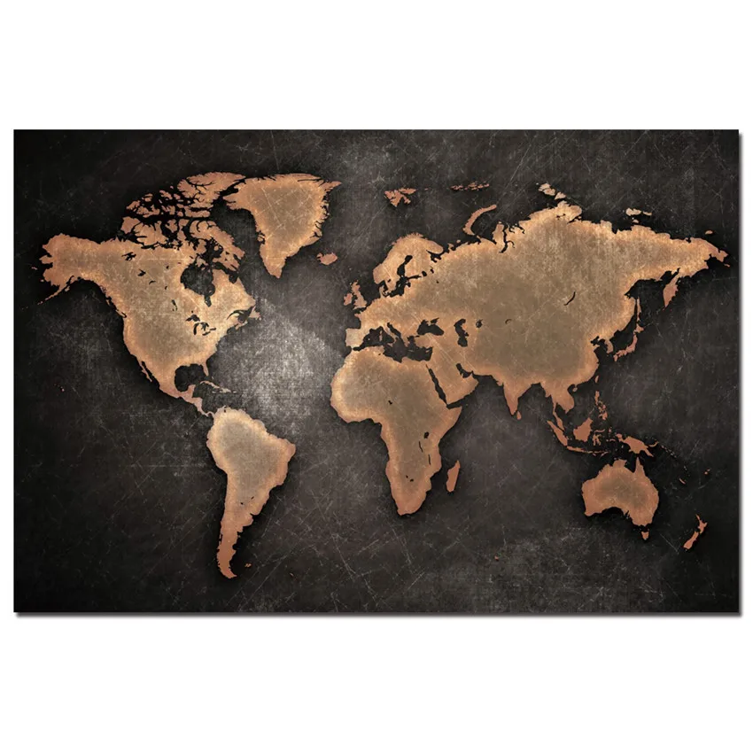 1 панель современная абстрактная карта живопись на холсте настенная куадро мира