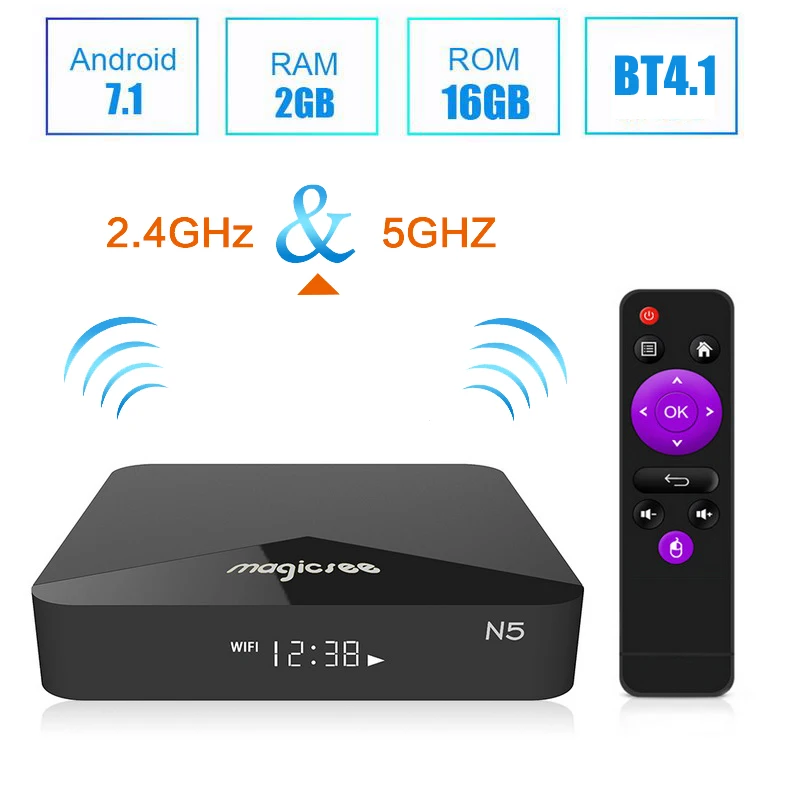 2 4G/5G Wifi Android 7 1 ТВ приставка со светодиодным дисплеем Гб 16 Amlogic S905X четырехъядерный
