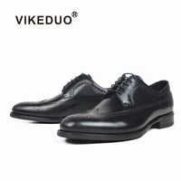 vikeduo mans footwear 2019 new calf leather shoes men full brogue black mens shoes wedding office zapatos de hombre formal shoe