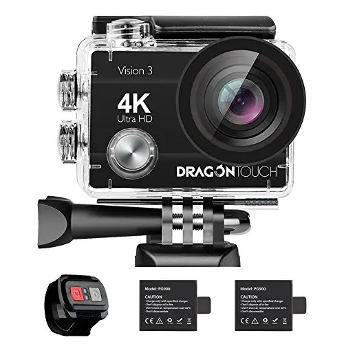 Dragon Touch 4K Экшн-камера 16MP Vision 3 Подводная Водонепроницаемая камера 170 ° широкоугольная WiFi Спортивная камера с пультом дистанционного управления