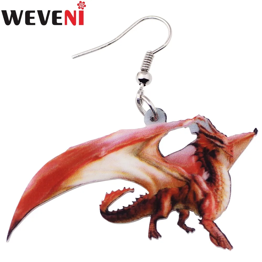 WEVENI легкие висячие длинные серьги с одним драконом для женщин Модная бижутерия