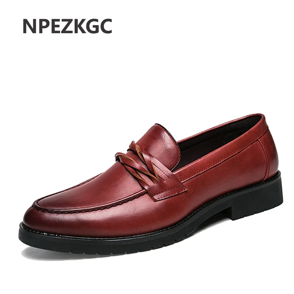 

Мужские туфли-оксфорды NPEZKGC, кожаные модельные туфли с острым носком, без шнуровки спереди, на плоской подошве, 2018