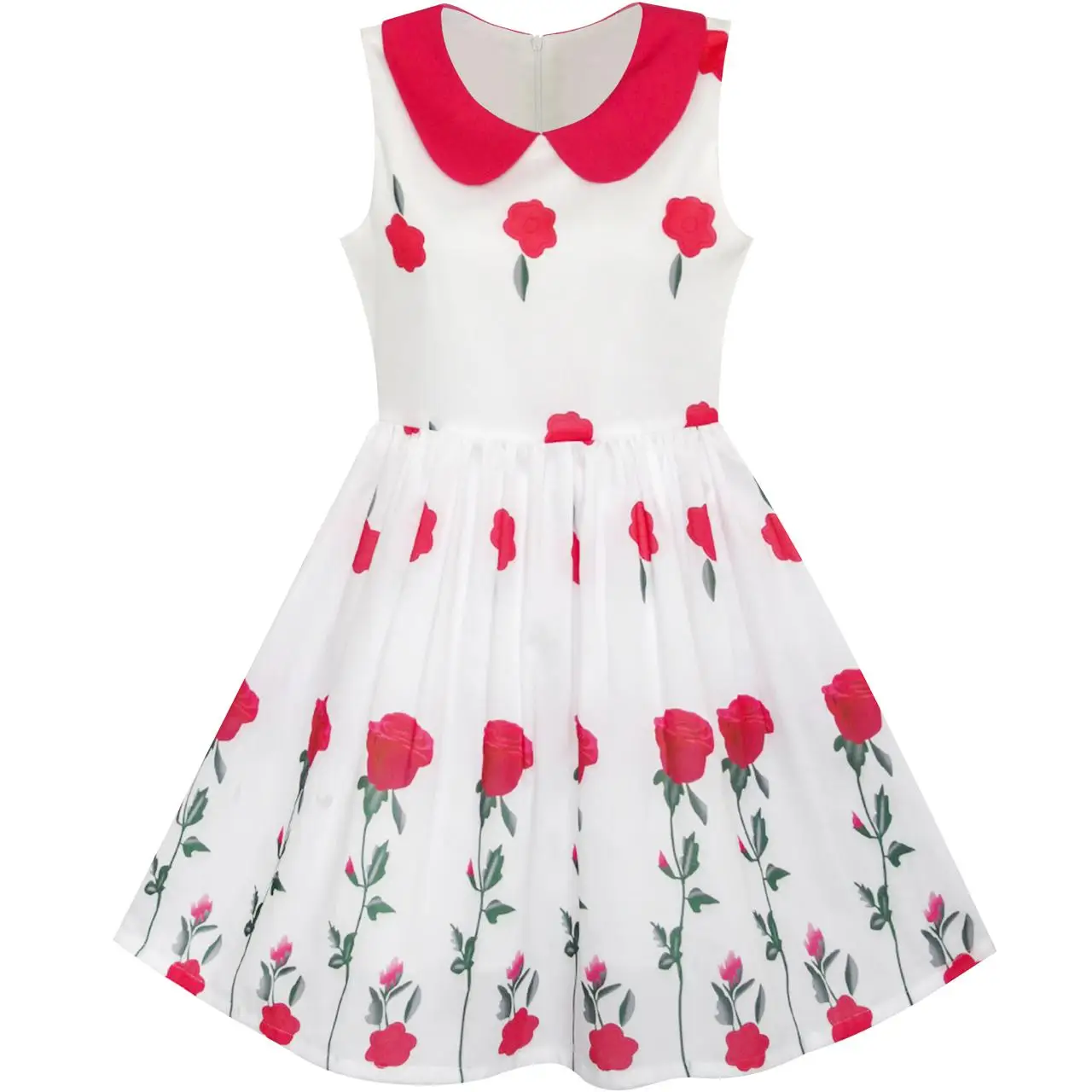 Sunny Fashion платья для девочек новогодние костюмы Роза Цветок Воротник Принцесса