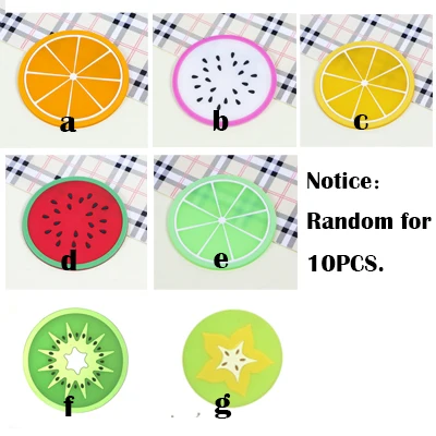 10PCS Random 10 шт./лот, подставка для фруктов, нескользящая изоляционная силиконовая подставка под кружку, коврик для горячих напитков, стеклянный держатель для кофе, настольная подставка, креативные подставки - Цвет: 10PCS Random