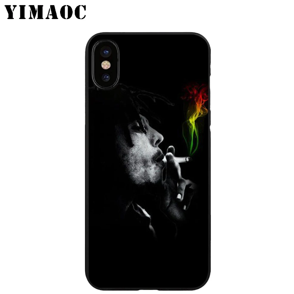 YIMAOC Bob Marley Soft TPU Black Silicone Case for iPhone X or 10 8 7 6 6S Plus 5 5S SE Xr Xs Max |