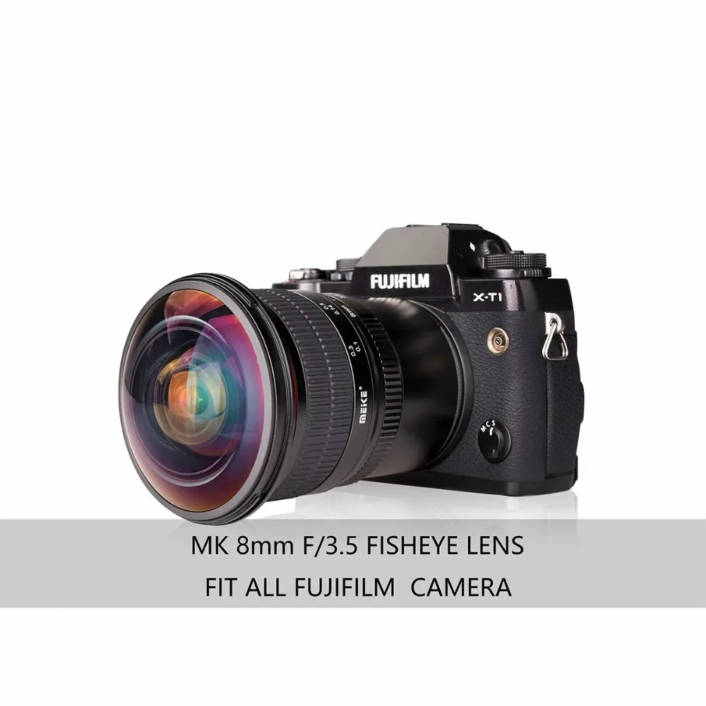 Meike 8 мм f3.5 объектив рыбий глаз для ЖК дисплея с подсветкой Fujifilm X поддерживающие