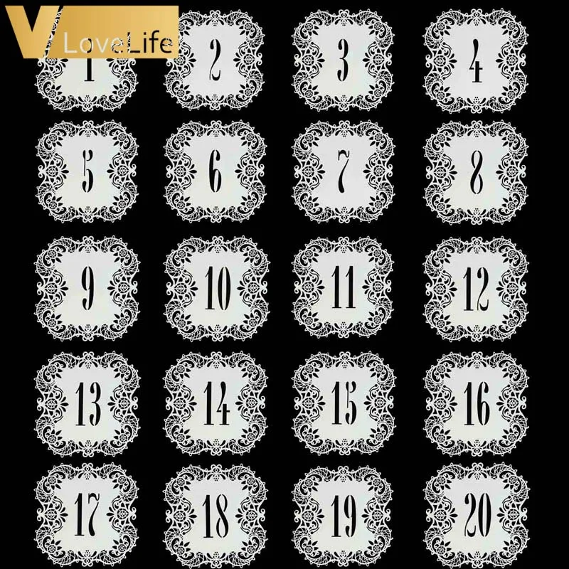 1-20 вечерние указатели на стол Номера для свадебных карточек украшения Рождество