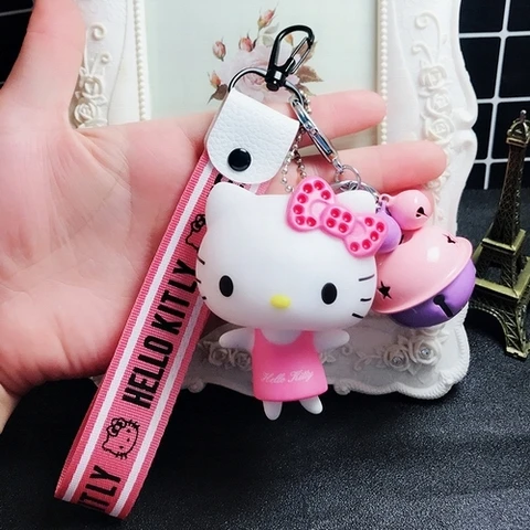 16 Милый мультяшный брелок hello kitty из кроличьего меха с помпонами и помпонами, брелок для женщин с кожаным ремешком и металлическим кольцом для ключей, брелок для автомобильных сумок D118 - Цвет: 16