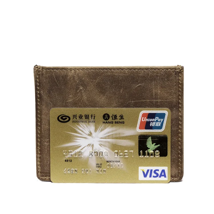 

MS Vintage Men's Crazy Horse Leather Wallet Business Casual Credit Card ID Holder Simple Fashion Card Package Card Holder K837