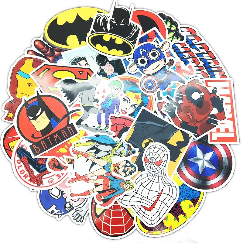 25/50 шт./лот смешанные классический Marvel dс супер наклейки герои для чемодан для мобильных устройств на Чемодан холодильником Забавная детская Стикеры