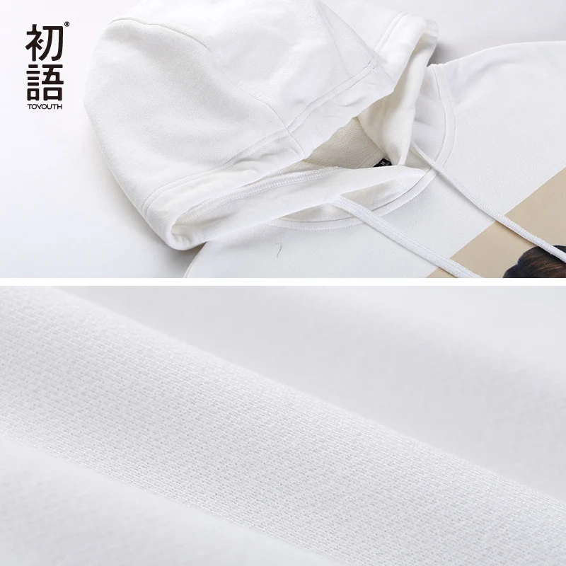 Toyouth New Autumn Fashion Kroean Women Sweatshirts Letters Long Sleeve Hoodies Cropped Hoodie Streetwear Plus Size Tops