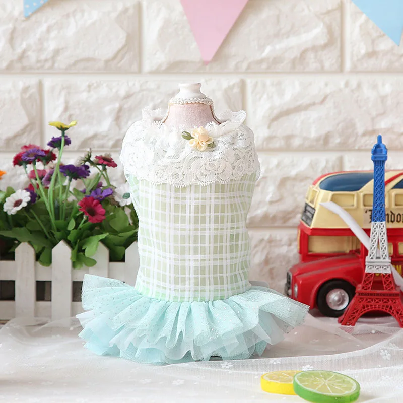 Клетчатый полиэстер костюм для животного летняя дышащая одежда собак Свадебная