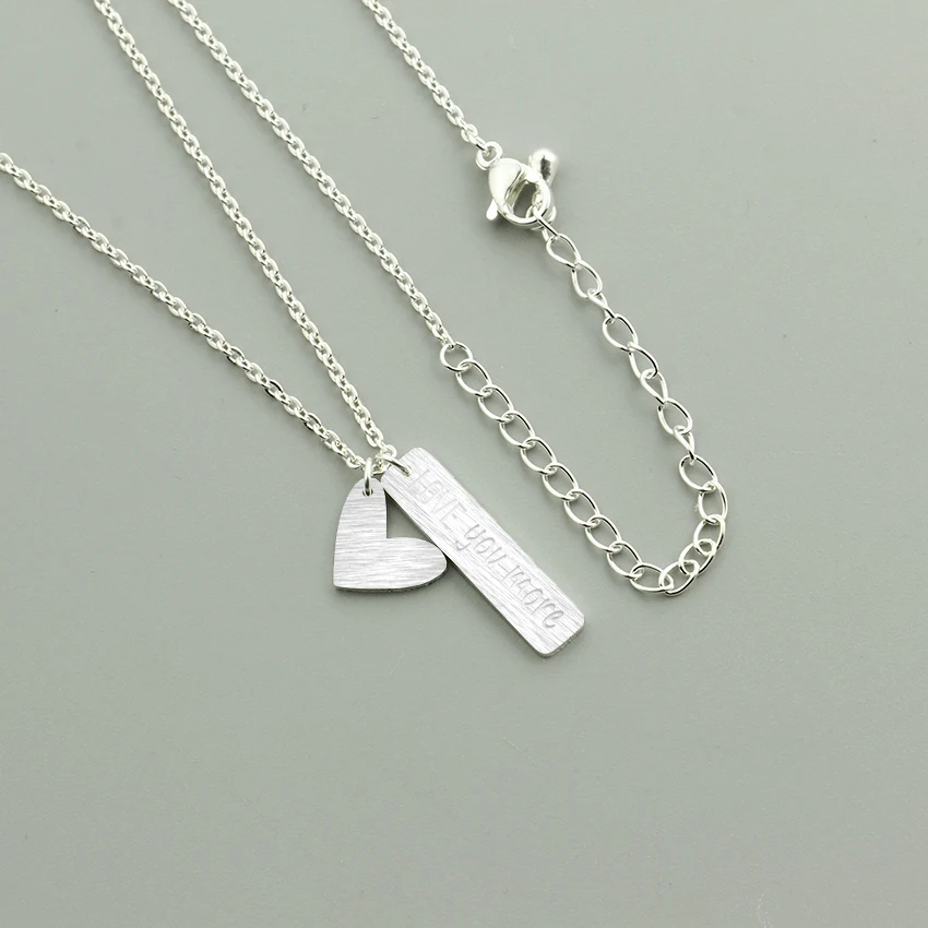 Love You More Heart Necklace Women Men Jewelry Stainless Steel Rose Gold Chain Long Bar Statement Set Bridesmaid Gift | Украшения и