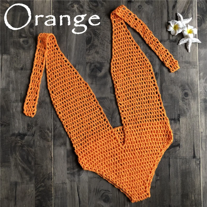 Женский слитный Монокини купальник с открытой спиной ручная вязка вязаные
