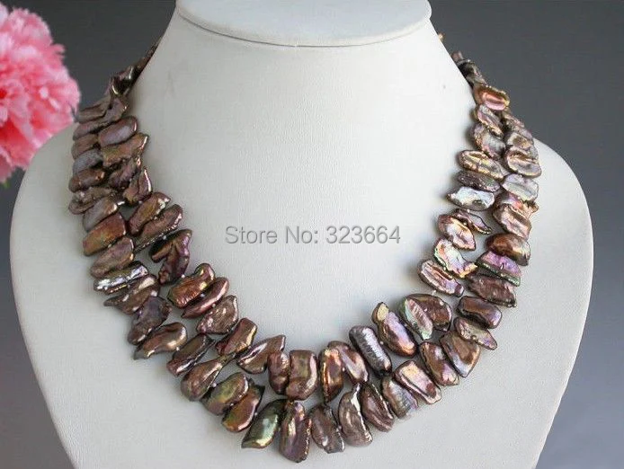 2row 17 &quot 18 мм кофе biwa дэнс пресной воды искусственный жемчужное ожерелье|pearl necklace|cultured pearl necklacecultured pearls |