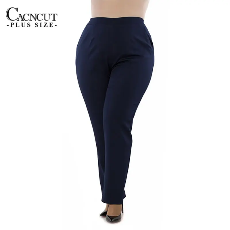 

CACNCUT 2018 Spring New Casual High Waist Big Size trousers For women Solid Loose Long Feminine Pants Summer Chiffon Pants 6XL