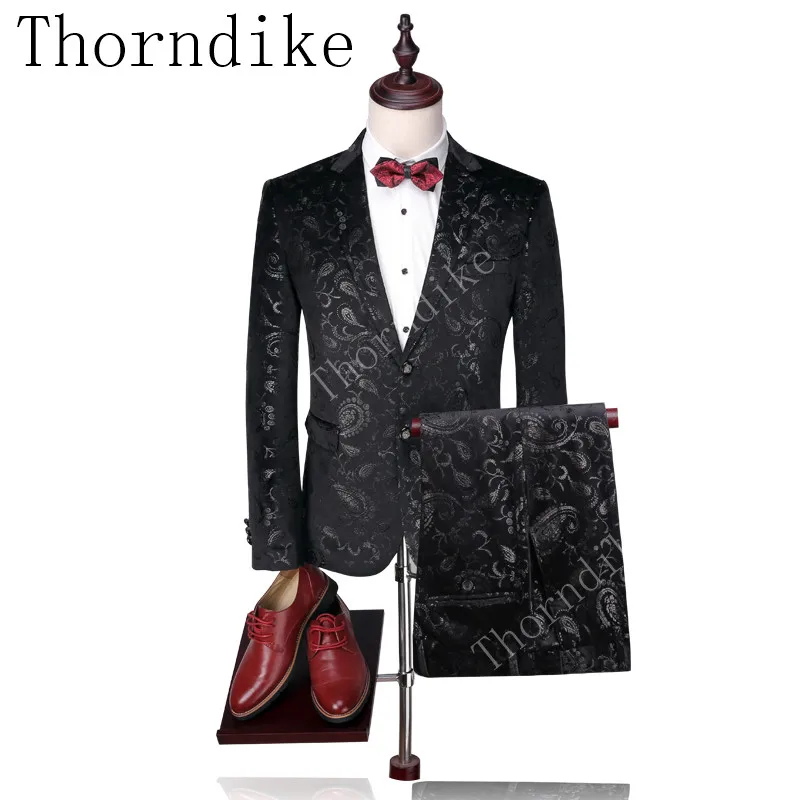 Thorndike костюм жениха под заказ костюмы черный фон серебряные жаккардовые смокинги
