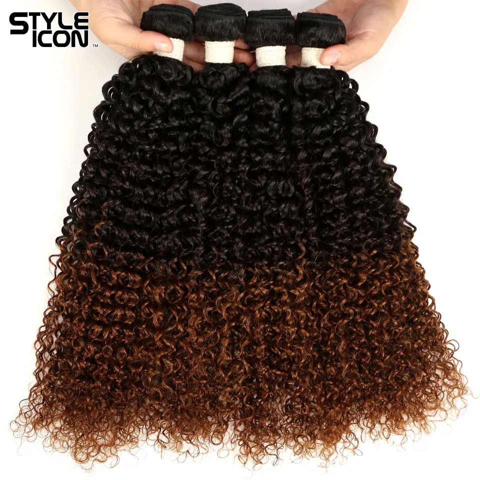 Styleicon кудрявые волнистые пучки 1B/4/30 перуанские вьющиеся волосы волос Цветной три