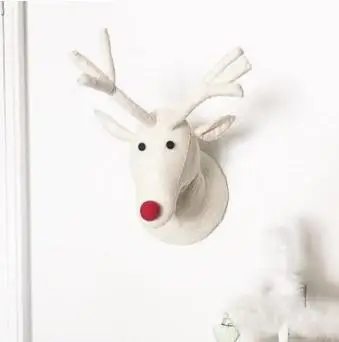 white deer walldecor Украшение на стену в виде головы оленя, ручная работа, войлок, голова оленя, настенные крючки для дома, украшение на стену в виде рога оленя для детской комнаты - Цвет: white deer walldecor