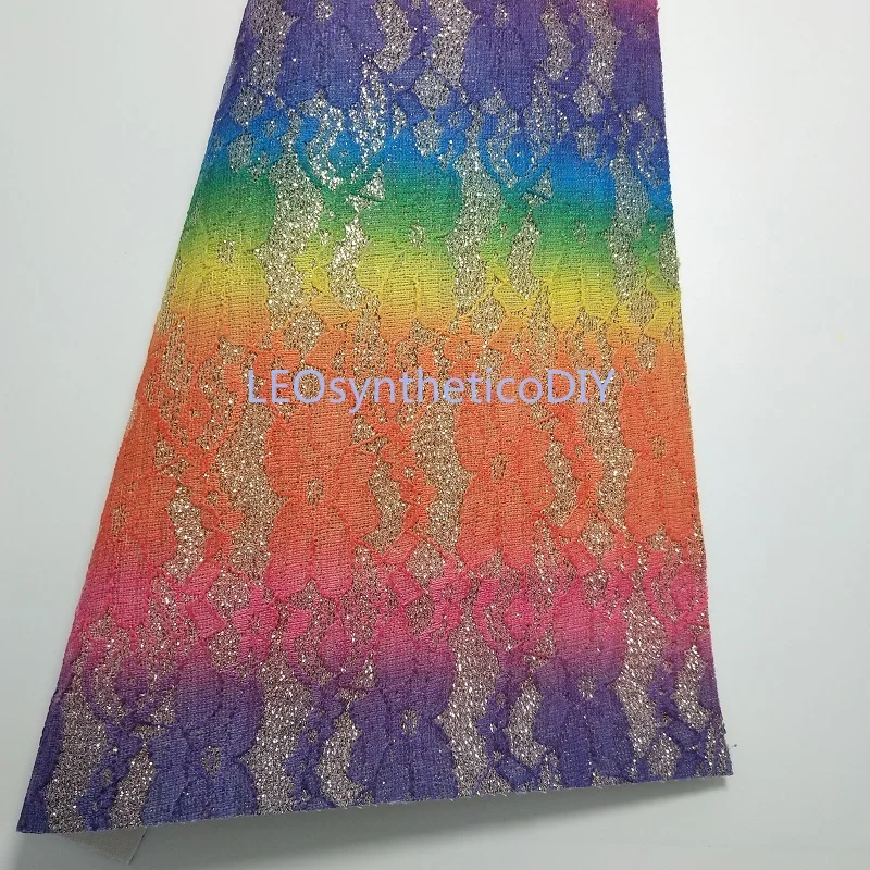 90X134CM синтетический Letaher Cuero Sintetico Радуга кружево кожа для изготовления бантов